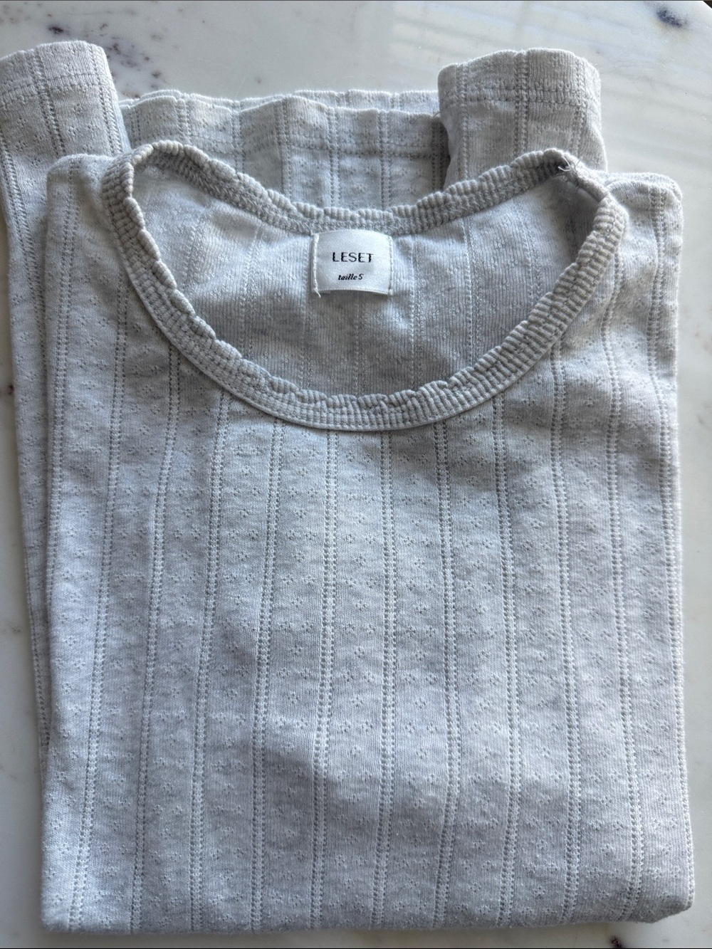 LESET Pointelle Slim Fit Tee Size S